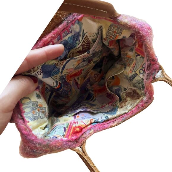 Tote Handbag Marled Woven Wool International Colorful Snap Closure Small Bag EUC - Picture 3 of 9